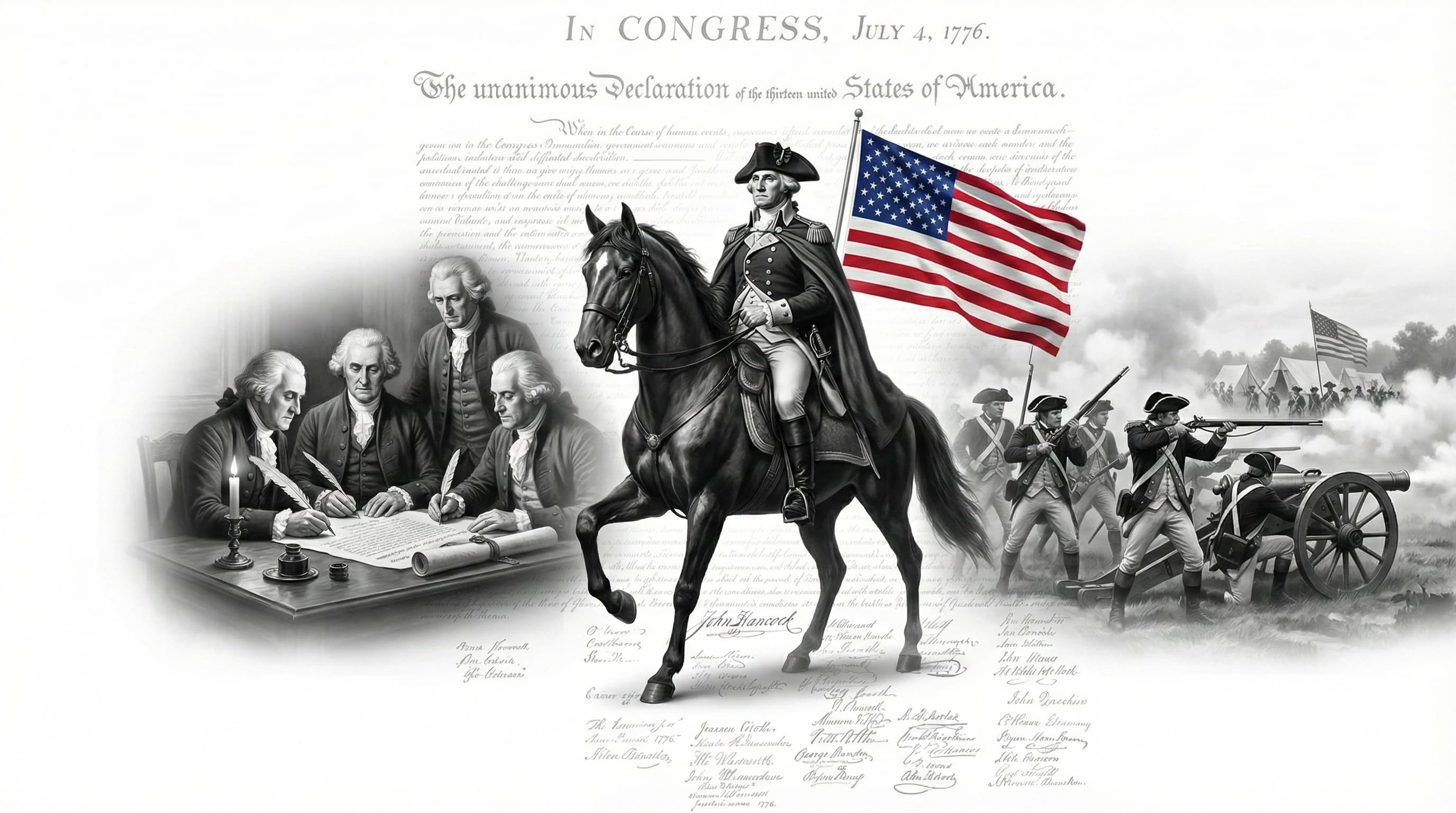 America 250 celebration featuring iconic American landmarks and symbols